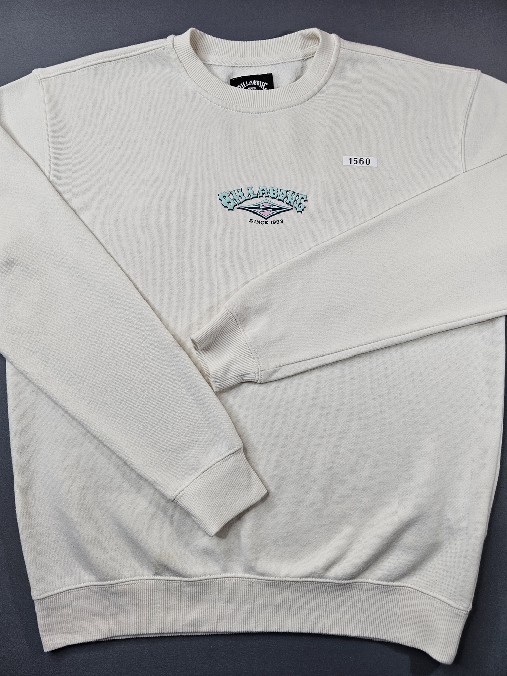 Vintage Billabong Center Logo Crewneck Sweatshirt Cream Off-White Surf Skate